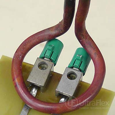 Induction solder of end connectors to a PCB induction solder
